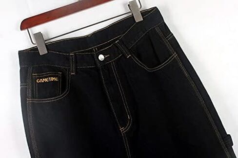 Ruiatoo Men's Baggy Jeans Classic Plain Loose Hip Hop Pants Dance Black Jeans Denim in Kuwait