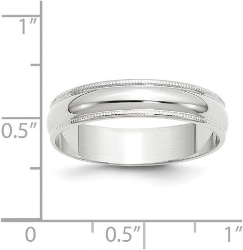 Solid 10k White Gold 5mm Milgrain Half Round Wedding Band in Saudi Arabia