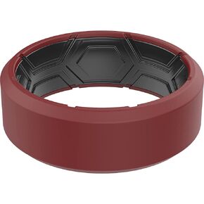 ThunderFit Men Breathable Air Grooves Silicone Wedding Ring Wedding Bands - 8mm Wide (Dark Red A-Black - Size 5.5-6 (16.5mm)) in Saudi Arabia