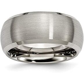 Solid Titanium Beveled Edge 10mm Men's Plain Classic Wedding Brushed Matte Finish Band Ring in Kuwait