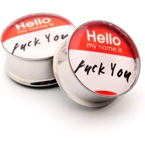 مجوهرات الجسم Mystic Metals Double Flare Hello My Name is Picture Plugs - تباع كزوج in Kuwait