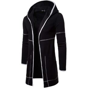 Ymosrh Winter Jackets for Men Fashion Mens Hooded Solid Trench Coat Jacket Cardigan Long Sleeve Outwear Blouse in Kuwait