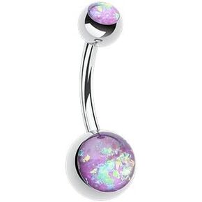 WildKlass Jewelry Opal Glitter Shower Basic 316L Surgical Steel Belly Button Ring in Kuwait