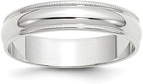 Solid 10k White Gold 5mm Milgrain Half Round Wedding Band in Saudi Arabia