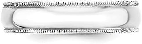 Solid 10k White Gold 5mm Milgrain Half Round Wedding Band in Saudi Arabia