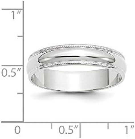 Solid 10k White Gold 5mm Milgrain Half Round Wedding Band in Saudi Arabia
