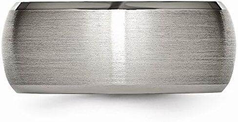 Solid Titanium Beveled Edge 10mm Men's Plain Classic Wedding Brushed Matte Finish Band Ring in Kuwait