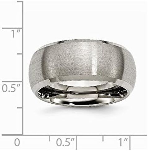Solid Titanium Beveled Edge 10mm Men's Plain Classic Wedding Brushed Matte Finish Band Ring in Kuwait
