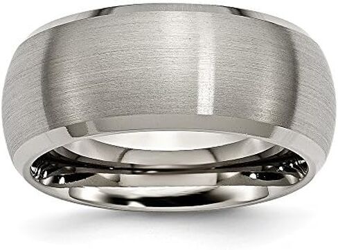 Solid Titanium Beveled Edge 10mm Men's Plain Classic Wedding Brushed Matte Finish Band Ring in Kuwait