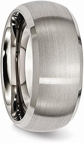 Solid Titanium Beveled Edge 10mm Men's Plain Classic Wedding Brushed Matte Finish Band Ring in Kuwait