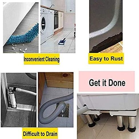 Washing Machine Refrigerator Stand Base High Rack Multi-functional Adjustable Washer Dryer Stand Pedestal Length/Width 45-65cm Wine Cooler Holder Bracket Cookers Rack Anti-vibration Mat For Tumble Dry in Saudi Arabia