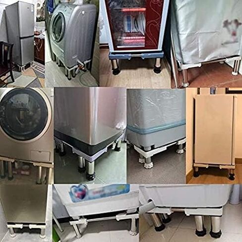 Washing Machine Refrigerator Stand Base High Rack Multi-functional Adjustable Washer Dryer Stand Pedestal Length/Width 45-65cm Wine Cooler Holder Bracket Cookers Rack Anti-vibration Mat For Tumble Dry in Saudi Arabia