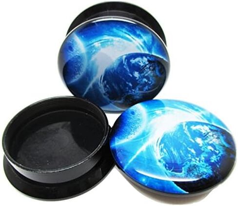 Pierced Republic Pair* Blue Earth & Moon Ear Plugs - Acrylic Screw-On - 12 Sizes in Kuwait
