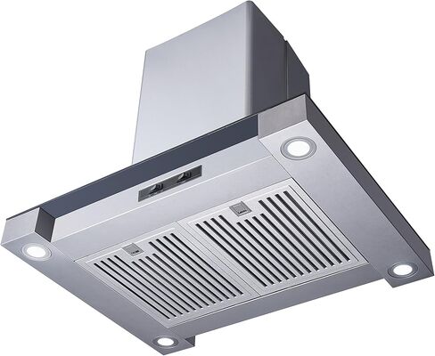 Winflo 30 In. Convertible Stainless Steel Glass Island Range Hood with Stainless Steel Baffle Filters in Saudi Arabia
