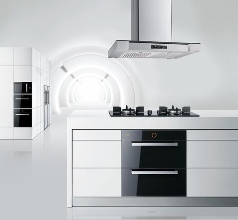 Winflo 30 In. Convertible Stainless Steel Glass Island Range Hood with Stainless Steel Baffle Filters in Saudi Arabia