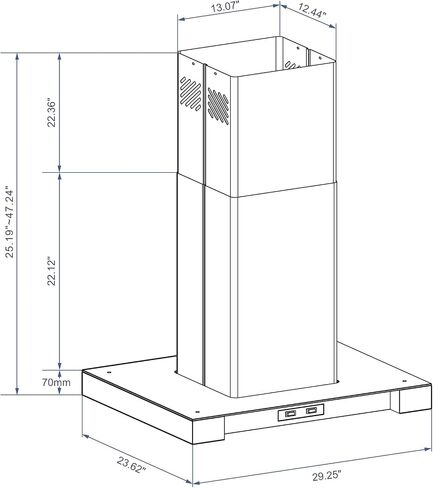 Winflo 30 In. Convertible Stainless Steel Glass Island Range Hood with Stainless Steel Baffle Filters in Saudi Arabia