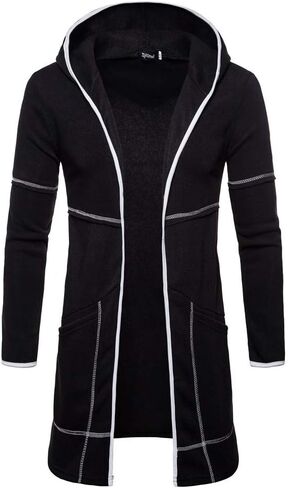 Ymosrh Winter Jackets for Men Fashion Mens Hooded Solid Trench Coat Jacket Cardigan Long Sleeve Outwear Blouse in Saudi Arabia