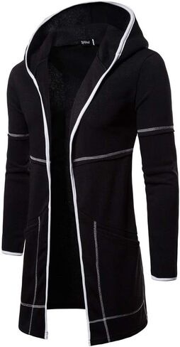 Ymosrh Winter Jackets for Men Fashion Mens Hooded Solid Trench Coat Jacket Cardigan Long Sleeve Outwear Blouse in Saudi Arabia