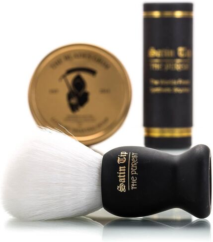 The Blades Grim & Satin Tip – White Synthetic Shave Brush & Smolder Soap Kit in Saudi Arabia