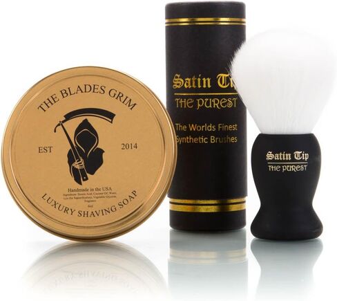 The Blades Grim & Satin Tip – White Synthetic Shave Brush & Smolder Soap Kit in Saudi Arabia