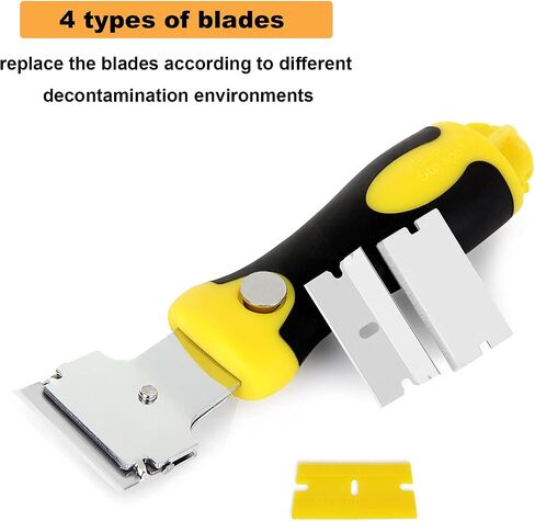 LISHINE 2 Pcs Razor Scraper for Glass Top Stove, Retractable Razor Scraper Tool with 8 Refill Blades, Long Handle Razor Blade Scraper, Remover Cleaning Scraper for Paint, Label Sticker Decal Removal in Saudi Arabia