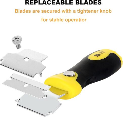 LISHINE 2 Pcs Razor Scraper for Glass Top Stove, Retractable Razor Scraper Tool with 8 Refill Blades, Long Handle Razor Blade Scraper, Remover Cleaning Scraper for Paint, Label Sticker Decal Removal in Saudi Arabia