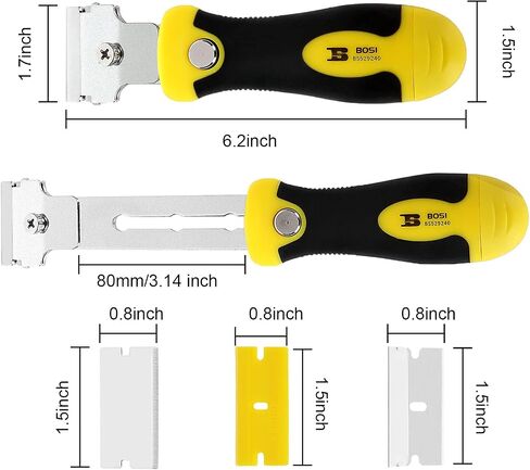 LISHINE 2 Pcs Razor Scraper for Glass Top Stove, Retractable Razor Scraper Tool with 8 Refill Blades, Long Handle Razor Blade Scraper, Remover Cleaning Scraper for Paint, Label Sticker Decal Removal in Saudi Arabia