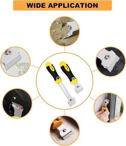 LISHINE 2 Pcs Razor Scraper for Glass Top Stove, Retractable Razor Scraper Tool with 8 Refill Blades, Long Handle Razor Blade Scraper, Remover Cleaning Scraper for Paint, Label Sticker Decal Removal in Saudi Arabia