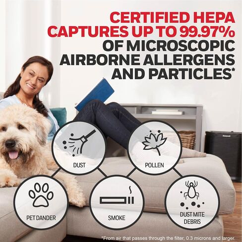 Honeywell HEPA Air Purifier Filter R, 2-Pack for HPA 100/200/300 and 5000 Series - Airborne Allergen Air Filter Targets Wildfire/Smoke, Pollen, Pet Dander, and Dust in Saudi Arabia