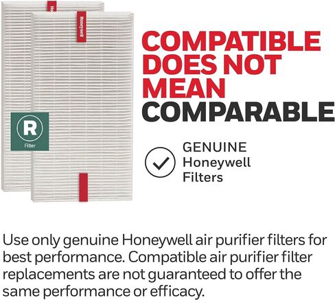 Honeywell HEPA Air Purifier Filter R, 2-Pack for HPA 100/200/300 and 5000 Series - Airborne Allergen Air Filter Targets Wildfire/Smoke, Pollen, Pet Dander, and Dust in Saudi Arabia