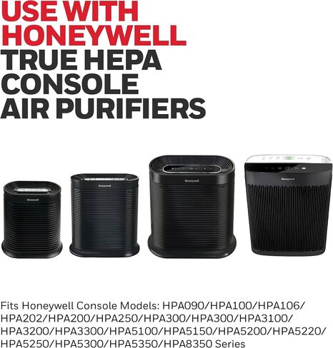 Honeywell HEPA Air Purifier Filter R, 2-Pack for HPA 100/200/300 and 5000 Series - Airborne Allergen Air Filter Targets Wildfire/Smoke, Pollen, Pet Dander, and Dust in Saudi Arabia