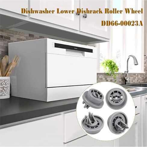 APPLIANCEMATES DD66-00023A رف أطباق سفلي لغسالة أطباق سامسونج بعجلات سفلية ومشبك تثبيت 4 عبوات، قطعة بديلة PS4222532، AP4342187، 2002711 in Saudi Arabia