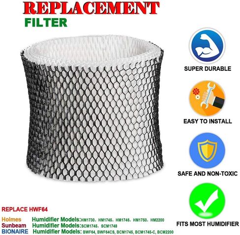 HIFROM Replacement HWF64 Humidifier Filter replacement for Holmes Sunbeam Bionaire Humidifier - Filter B, replacement for HM1645, HM1730, HM1745, HM1746, HM1750, HM1761, HM2220, HM2200 (2 Pcs) in Saudi Arabia