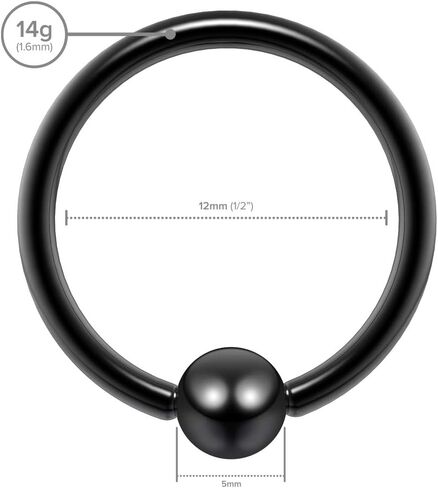 2pc Surgical Steel Captive Bead Ring Ball Closure CBR Piercing Lip Tragus Septum Cartilage Navel Forward Helix Rook Nose Belly Conch in Saudi Arabia