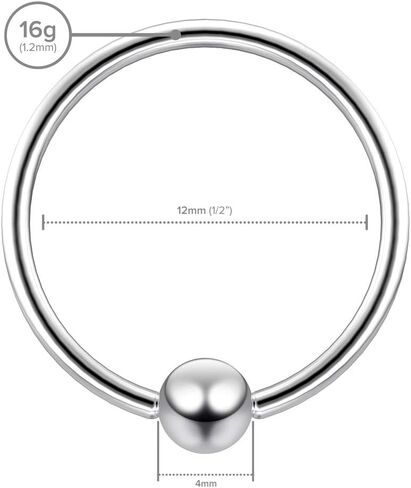 2pc Surgical Steel Captive Bead Ring Ball Closure CBR Piercing Lip Tragus Septum Cartilage Navel Forward Helix Rook Nose Belly Conch in Saudi Arabia