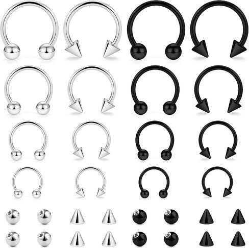 Lcolyoli 20G 16G 14G Variety of Sizes Horseshoe Rings Surgical Steel Nose Septum Rings Hoop Eyebrow Smiley Lip Rings Tragus Earring Daith Helix Piercing Jewelry for Women Men 6-12mm in Kuwait