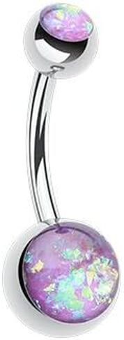 WildKlass Jewelry Opal Glitter Shower Basic 316L Surgical Steel Belly Button Ring in Kuwait