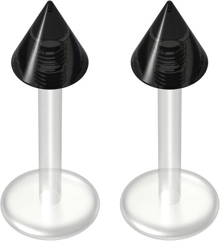 2pc Labret 16g Studs Flexible Bioplast Clear Plastic Bioflex Lip Monroe Spike Piercing Jewelry in Saudi Arabia