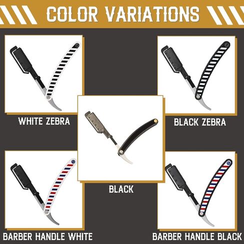 Straight Edge Razor for Men with 20+1 Easy to Use Disposable Blade Heads, Patented Shaving Razor Handle for Beard and Hair, Black Handle in Saudi Arabia