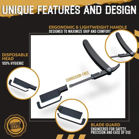 Straight Edge Razor for Men with 20+1 Easy to Use Disposable Blade Heads, Patented Shaving Razor Handle for Beard and Hair, Black Handle in Saudi Arabia