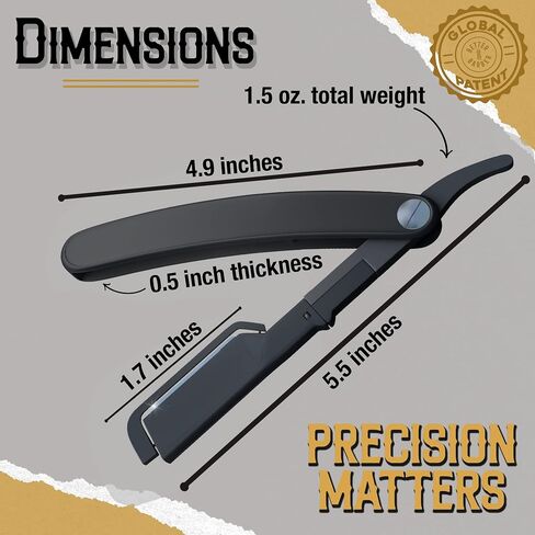 Straight Edge Razor for Men with 20+1 Easy to Use Disposable Blade Heads, Patented Shaving Razor Handle for Beard and Hair, Black Handle in Saudi Arabia