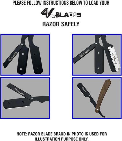 Professional Barber Straight Edge Razor - Salon Hair Cut Stainless Steel Safety Blade for Close Shaving, Navalha De Barbeiro (with 10 single edge sharp blades) (Wooden handle) in Saudi Arabia