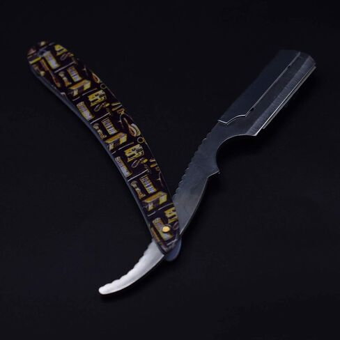 Professional Barber Straight Edge Razor - Salon Hair Cut Stainless Steel Safety Blade for Close Shaving, Navalha De Barbeiro (with 10 single edge sharp blades) (Wooden handle) in Saudi Arabia