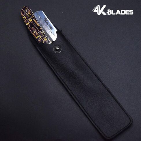 Professional Barber Straight Edge Razor - Salon Hair Cut Stainless Steel Safety Blade for Close Shaving, Navalha De Barbeiro (with 10 single edge sharp blades) (Wooden handle) in Saudi Arabia