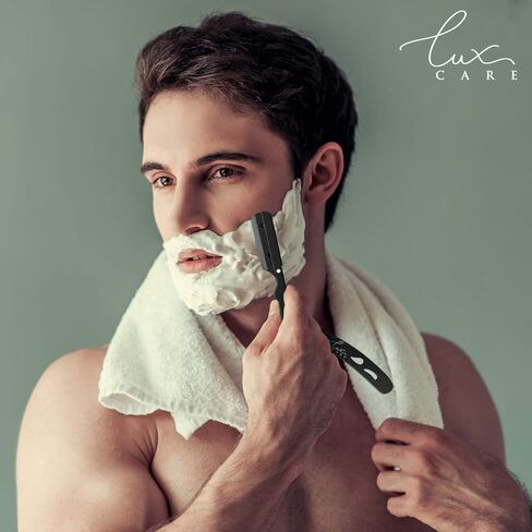 ماكينة حلاقة احترافية كلاسيكية بحافة مستقيمة - ماكينة حلاقة احترافية مع مستوى H وقبضة - ماكينة حلاقة مستقيمة ستانلس ستيل عالية السرعة للرجال مع 100 شفرة ديربي - حلاقة احترافية in Kuwait