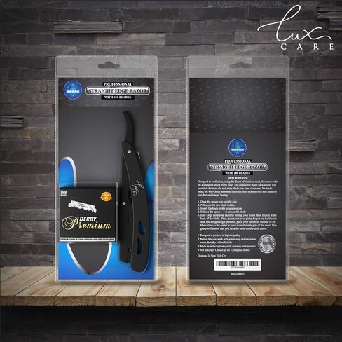 ماكينة حلاقة احترافية كلاسيكية بحافة مستقيمة - ماكينة حلاقة احترافية مع مستوى H وقبضة - ماكينة حلاقة مستقيمة ستانلس ستيل عالية السرعة للرجال مع 100 شفرة ديربي - حلاقة احترافية in Kuwait