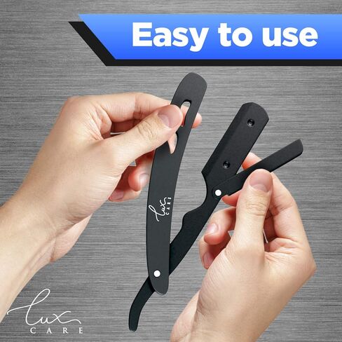 ماكينة حلاقة احترافية كلاسيكية بحافة مستقيمة - ماكينة حلاقة احترافية مع مستوى H وقبضة - ماكينة حلاقة مستقيمة ستانلس ستيل عالية السرعة للرجال مع 100 شفرة ديربي - حلاقة احترافية in Kuwait