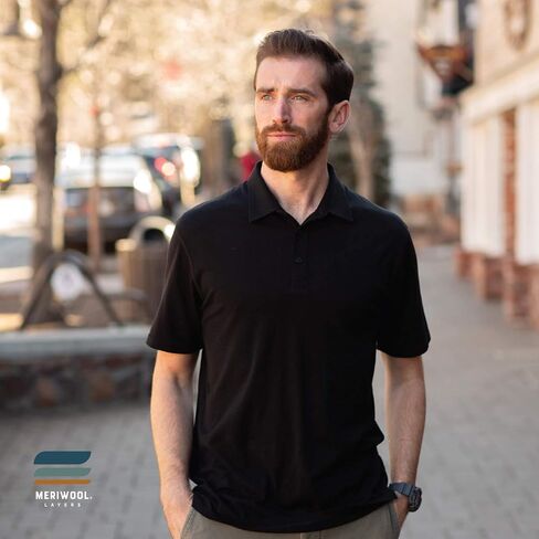 MERIWOOL Men’s Short Sleeve Polo Shirt Lightweight Merino Wool Base Layer in Kuwait