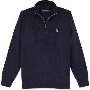 U.S. Polo Men's Soft Acrylic Solid Quarter Zip Pullover Sweater in Kuwait