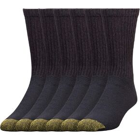 Gold Toe Men's Cotton Crew Athletic Sock 6-Pack (10-13, Black) in Kuwait